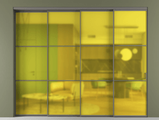 Перегородка Formato внутри проёма 4 створки с синхронным механизмом