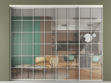 Перегородка Formato внутри проёма 4 створки с синхронным механизмом