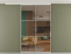 Перегородка Формато вдоль стены на потолок 2 створки с синхронным механизмом