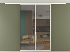Перегородка Формато вдоль стены на потолок 2 створки