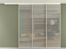 Перегородка Формато вдоль стены на потолок 3 створки с синхронным механизмом