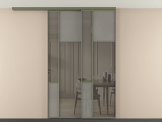 Перегородка Мозаик вдоль стены на потолок 2 створки с синхронным механизмом