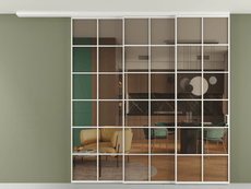 Перегородка Formato вдоль стены на потолок 3 створки с синхронным механизмом