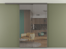 Перегородка Формато вдоль стены на потолок 2 створки с синхронным механизмом