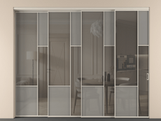 Перегородка Мозаик внутри проёма 4 створки с синхронным механизмом