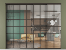 Перегородка Формато внутри проёма 4 створки с синхронным механизмом