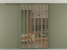 Перегородка Formato вдоль стены на потолок 2 створки с синхронным механизмом