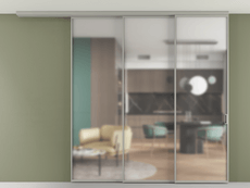 Перегородка Формато вдоль стены на потолок 3 створки с синхронным механизмом