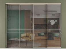 Перегородка Formato внутри проёма 4 створки с синхронным механизмом