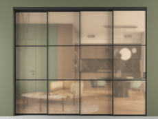 Перегородка Formato внутри проёма 4 створки с синхронным механизмом