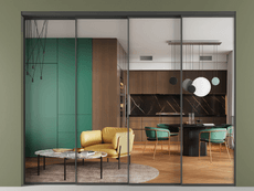 Перегородка Формато внутри проёма 4 створки с синхронным механизмом