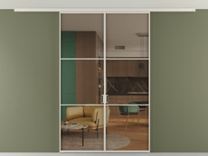 Перегородка Formato вдоль стены на потолок 2 створки