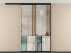 Перегородка Мозаик вдоль стены на потолок 2 створки с синхронным механизмом