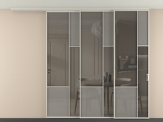 Перегородка Мозаик вдоль стены на потолок 3 створки с синхронным механизмом