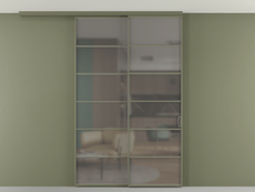 Перегородка Формато вдоль стены на потолок 2 створки с синхронным механизмом