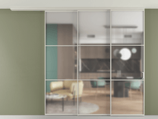 Перегородка Формато вдоль стены на потолок 3 створки с синхронным механизмом