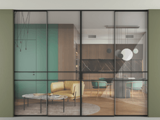 Перегородка Формато внутри проёма скрытое крепление в потолок 4 створки