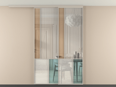 Перегородка Мозаик вдоль стены на потолок 2 створки с синхронным механизмом