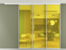 Перегородка Formato вдоль стены на потолок 3 створки с синхронным механизмом