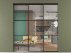 Перегородка Formato внутри проёма 3 створки с синхронным механизмом