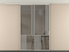 Перегородка Мозаик вдоль стены на потолок 2 створки с синхронным механизмом