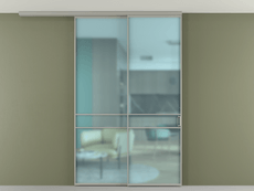 Перегородка Формато вдоль стены на потолок 2 створки с синхронным механизмом