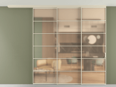 Перегородка Formato вдоль стены на потолок 3 створки с синхронным механизмом