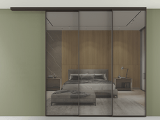 Перегородка Формато вдоль стены на потолок 3 створки с синхронным механизмом