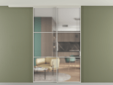 Перегородка Формато вдоль стены на потолок 2 створки с синхронным механизмом