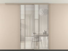 Перегородка Мозаик вдоль стены на потолок 2 створки с синхронным механизмом