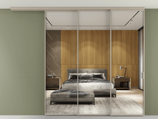 Перегородка Формато вдоль стены на потолок 3 створки с синхронным механизмом