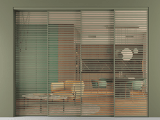 Перегородка Formato внутри проёма 4 створки с синхронным механизмом