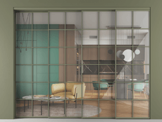 Перегородка Формато внутри проёма 4 створки с синхронным механизмом