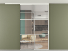 Перегородка Formato вдоль стены на потолок 2 створки с синхронным механизмом