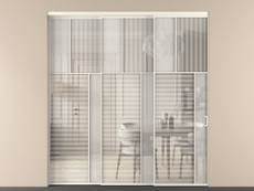 Перегородка Мозаик внутри проёма 3 створки с синхронным механизмом