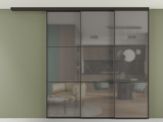 Перегородка Формато вдоль стены на потолок 3 створки с синхронным механизмом