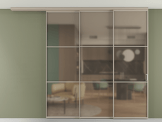 Перегородка Формато вдоль стены на потолок 3 створки с синхронным механизмом