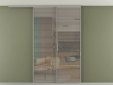 Перегородка Формато вдоль стены на потолок 2 створки с синхронным механизмом