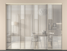 Перегородка Мозаик внутри проёма 4 створки с синхронным механизмом