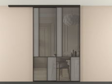 Перегородка Мозаик вдоль стены на потолок 2 створки с синхронным механизмом