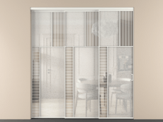 Перегородка Мозаик внутри проёма 3 створки с синхронным механизмом