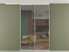 Перегородка Formato вдоль стены на потолок 2 створки с синхронным механизмом