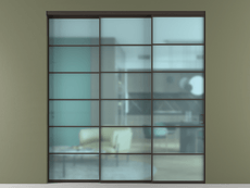 Перегородка Formato внутри проёма 3 створки с синхронным механизмом