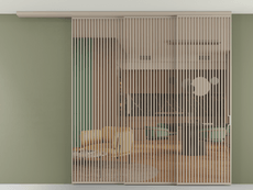 Перегородка Формато вдоль стены на потолок 3 створки с синхронным механизмом