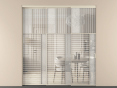 Перегородка Мозаик внутри проёма 3 створки с синхронным механизмом