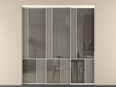 Перегородка Мозаик внутри проёма 3 створки с синхронным механизмом