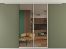 Перегородка Formato вдоль стены на потолок 2 створки