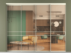 Перегородка Формато внутри проёма 4 створки с синхронным механизмом