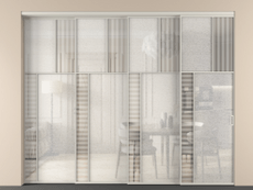 Перегородка Мозаик внутри проёма 4 створки с синхронным механизмом