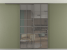 Перегородка Formato вдоль стены на потолок 2 створки с синхронным механизмом